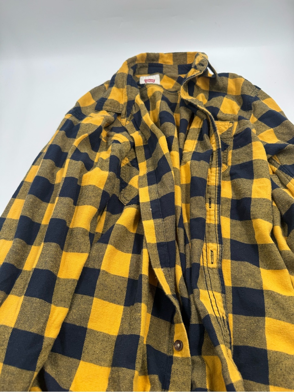 Levi's Yellow and Black Plaid Button-Down Shirt